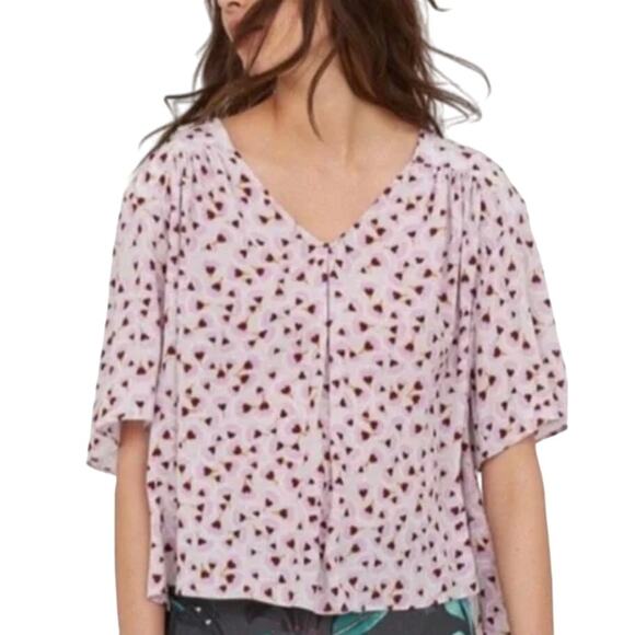 Anna Glover x H&M 10 Womens Pink Floral Print Button Front Blouse Cottage - Picture 1 of 10